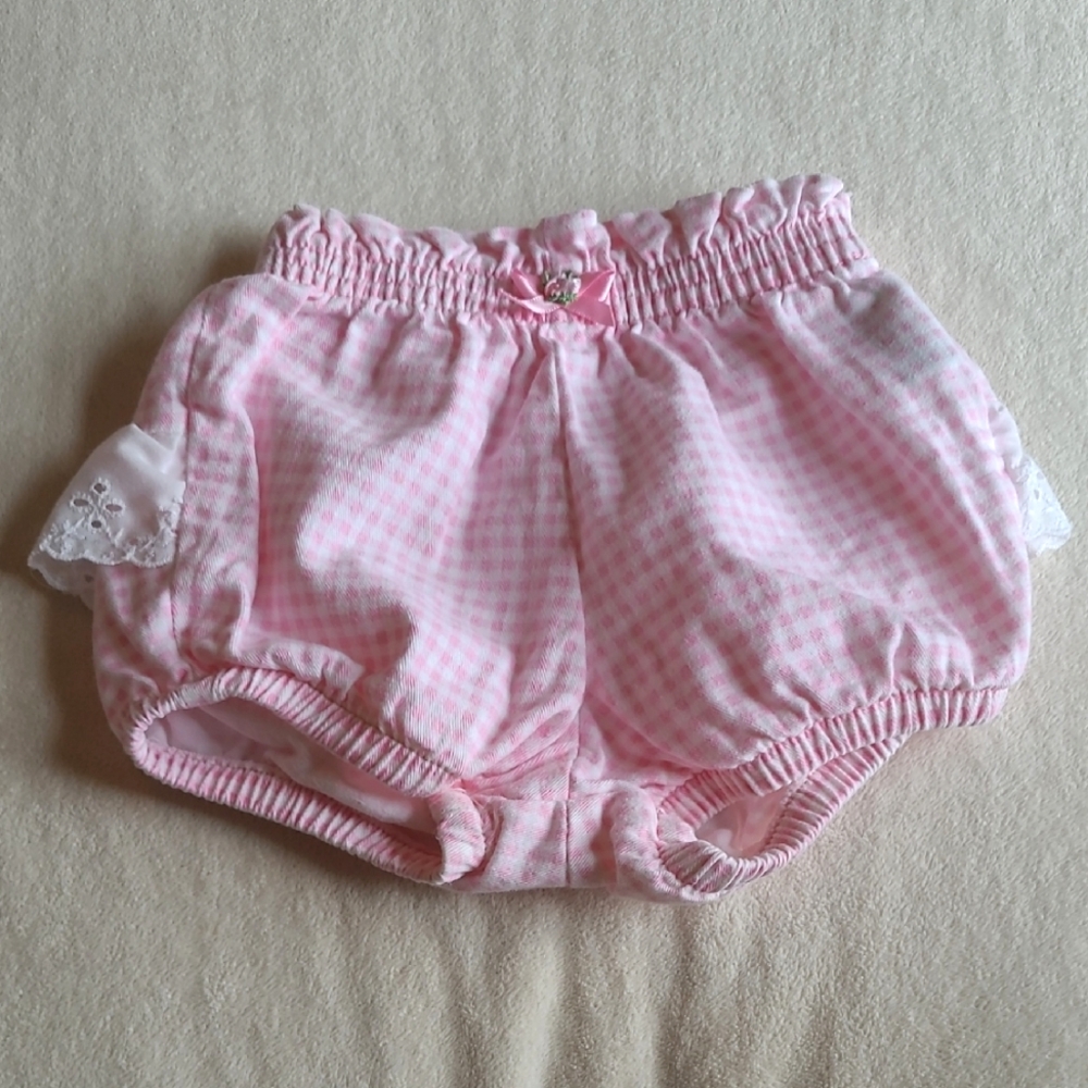 Vintage Pink Gingham Baby Bloomers, Size 18 Months
